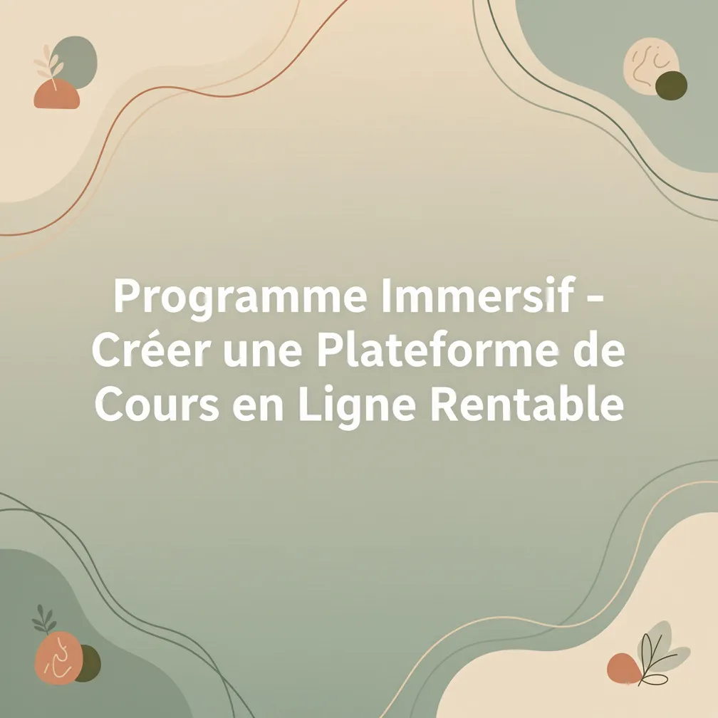 Programme Immersif - Créer une Plateforme de Cours en Ligne Rentable